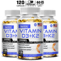 High Strength Vitamin D3 + K2 Supplement – Bone, Immune & Heart Health Support – Promotes Calcium Absorption – 120 Capsules