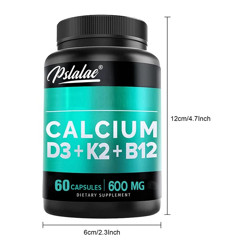 Premium Calcium 600mg + Vitamin D3 5000IU, K2 & B12 Advanced Bone, Heart & Immune Support – 60 Capsules
